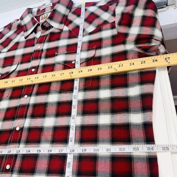Men's Plaid Print Long Sleeve Pearl Snap Western Shirt Size XL - Picture 9 of 13